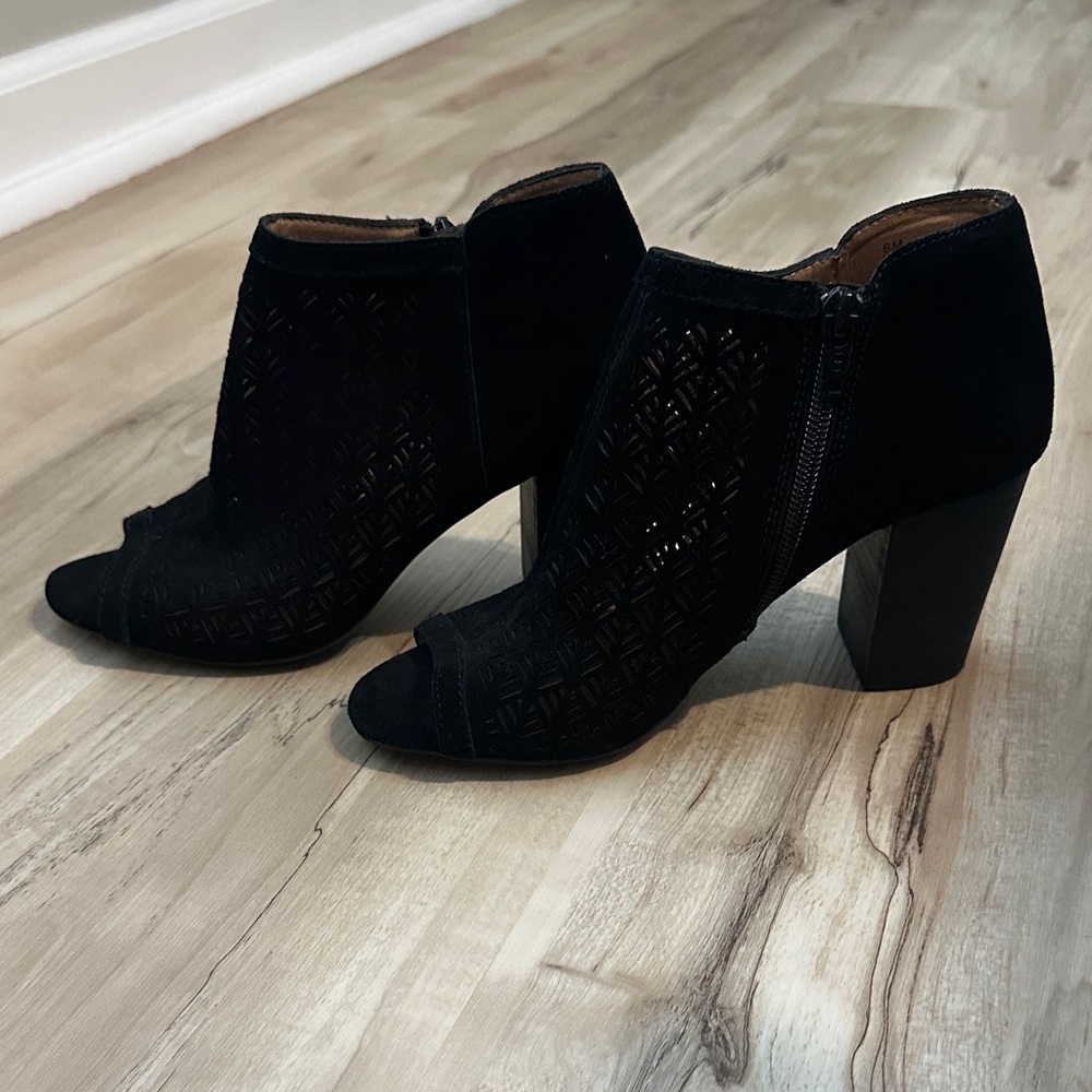 ANTONIO MELANI Black Peep-Toe Ankle Booties